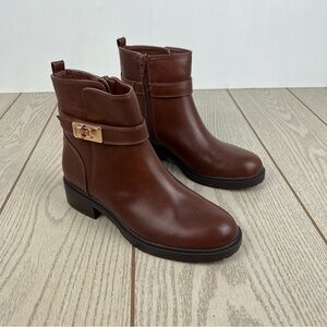 Giani Bernini Women's Becca Memory Foam Buckled Booties 6.5M Mocha Brown $100